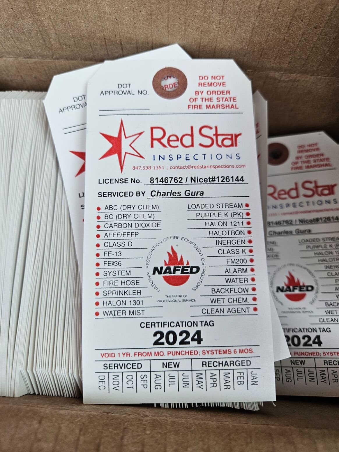 Red star Inspection tag