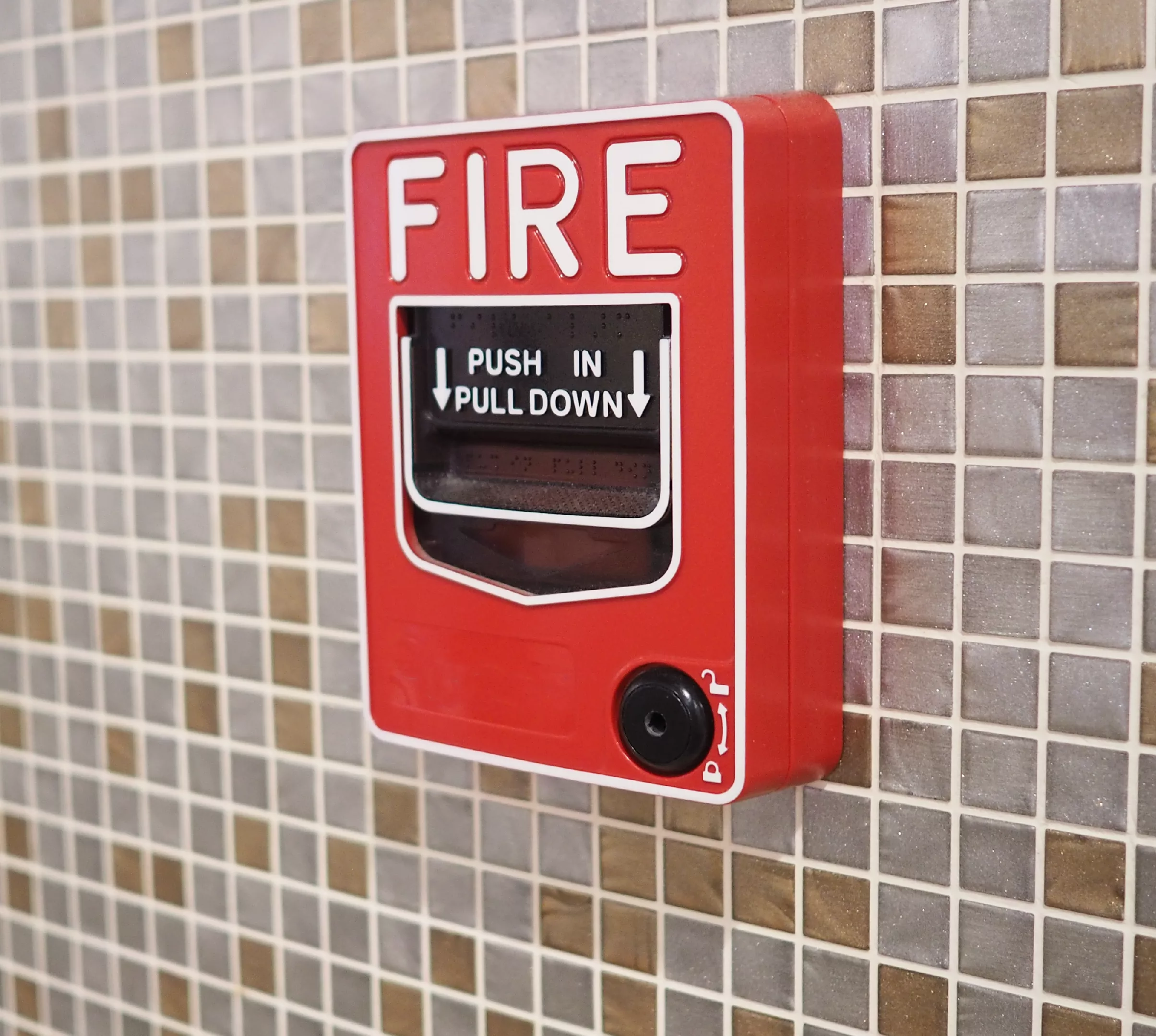 Wall mounted pull fire alarm that passed inspection